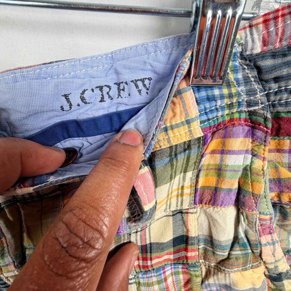 J.Crew Mens Patchwork Madras Plaid Shorts Multi-Color 100% Cotton Size 32W - Picture 7 of 9